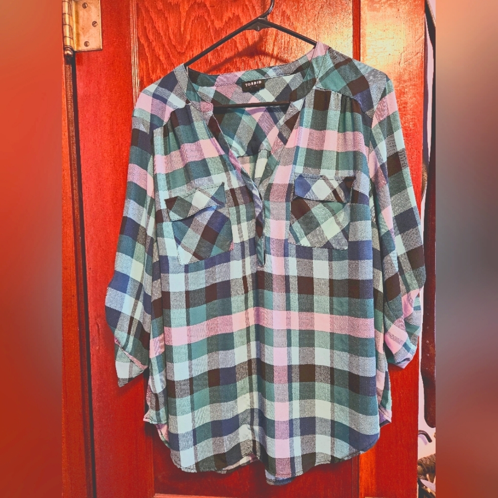 Blue and Green Plaid Harper Shirt